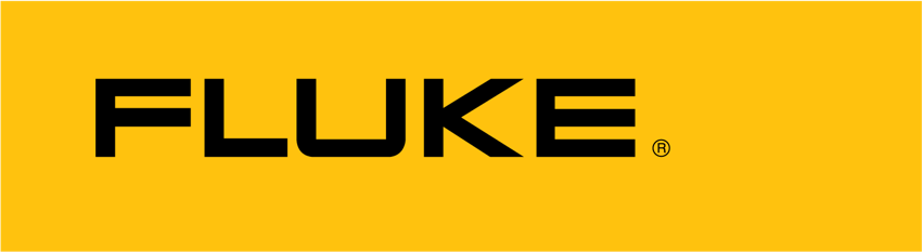 Fluke logo in bold black letters on a yellow background.